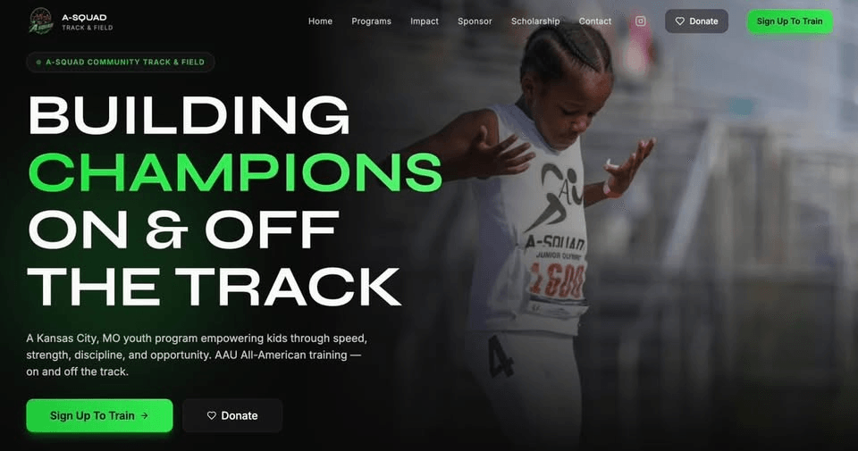 A-Squad Track & Field website — built by Webs by Kingz