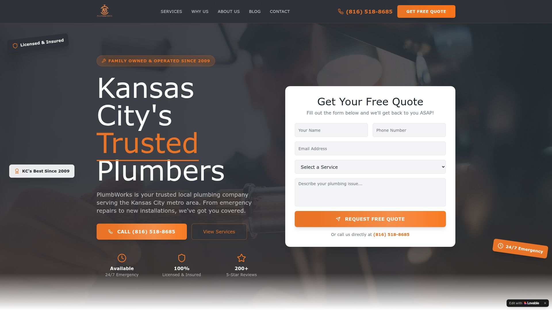 PlumbWorks KC website by NexusOS